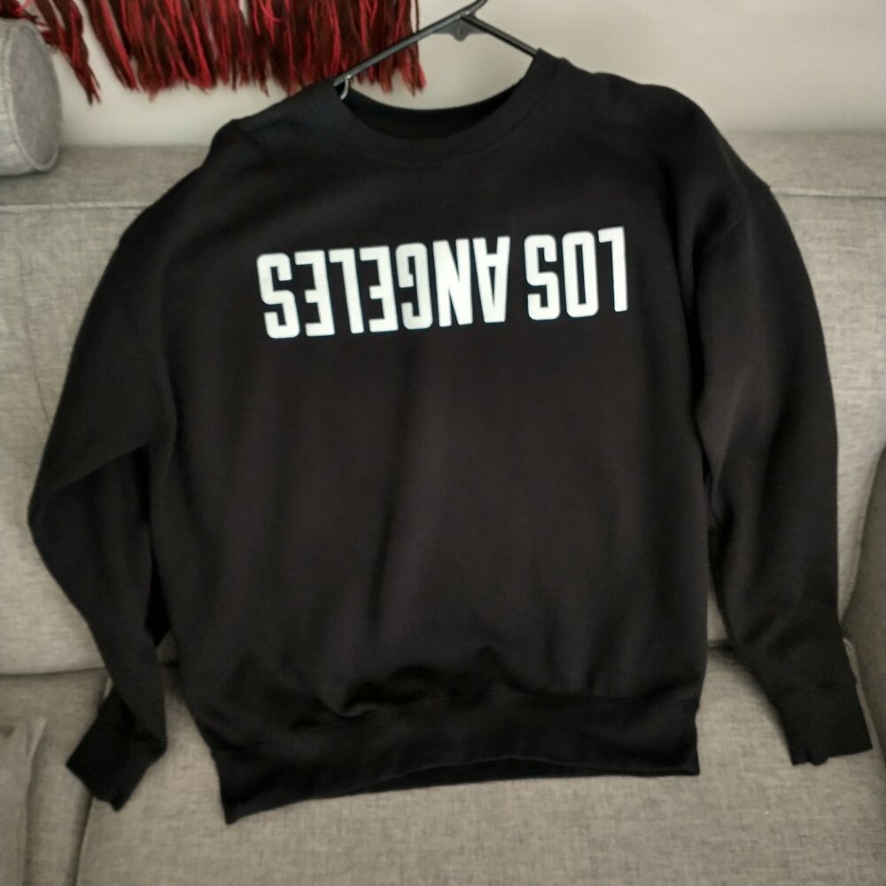 RSDNLA Men's Crewneck Sweatshirt Large Black Los Angeles Logo